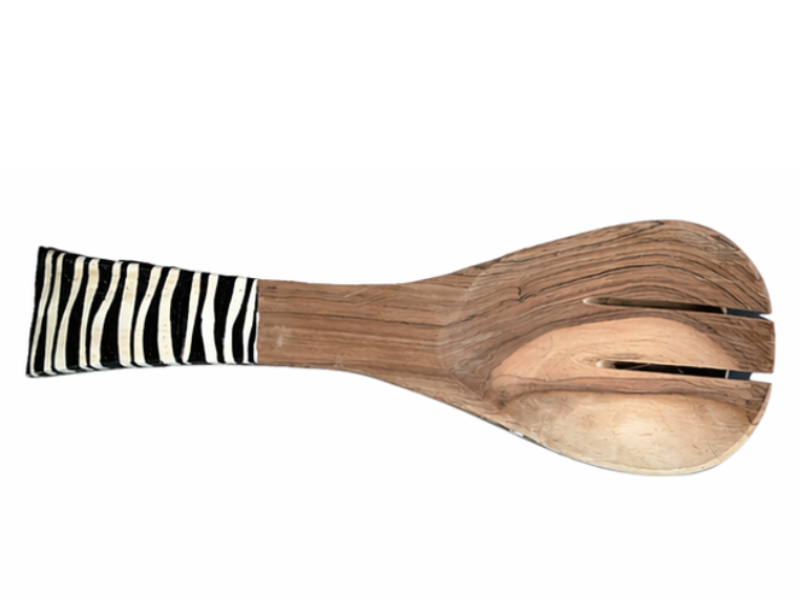 Small Wood and Bone Serving Spoons