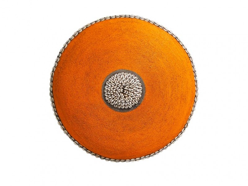 Beaded Shield - Orange with Cowrie Centre