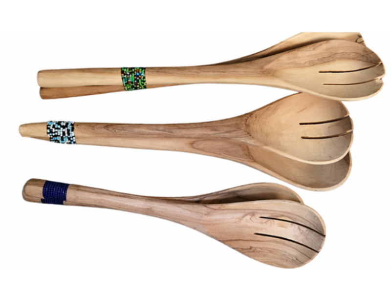 Wooden and Bead Serving Spoon