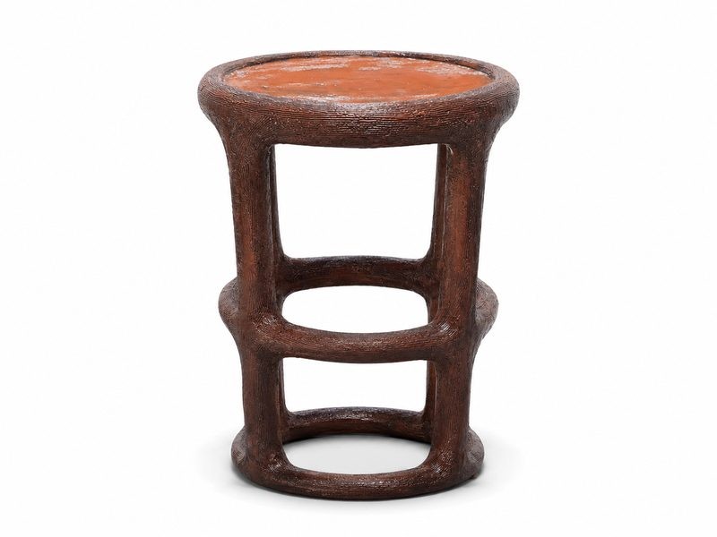 Sculptural Terracotta Ceramic Side Table