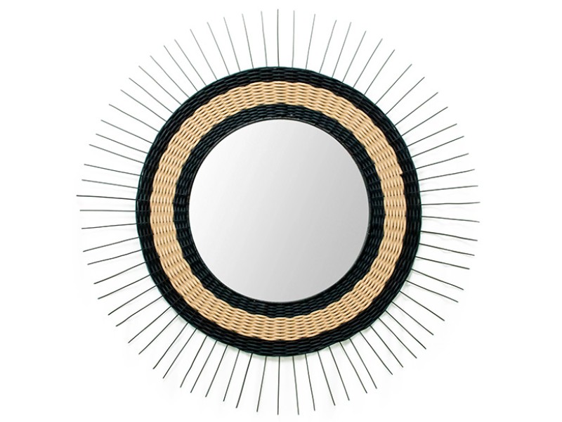 Large Sun Mirror - Natural and Black 