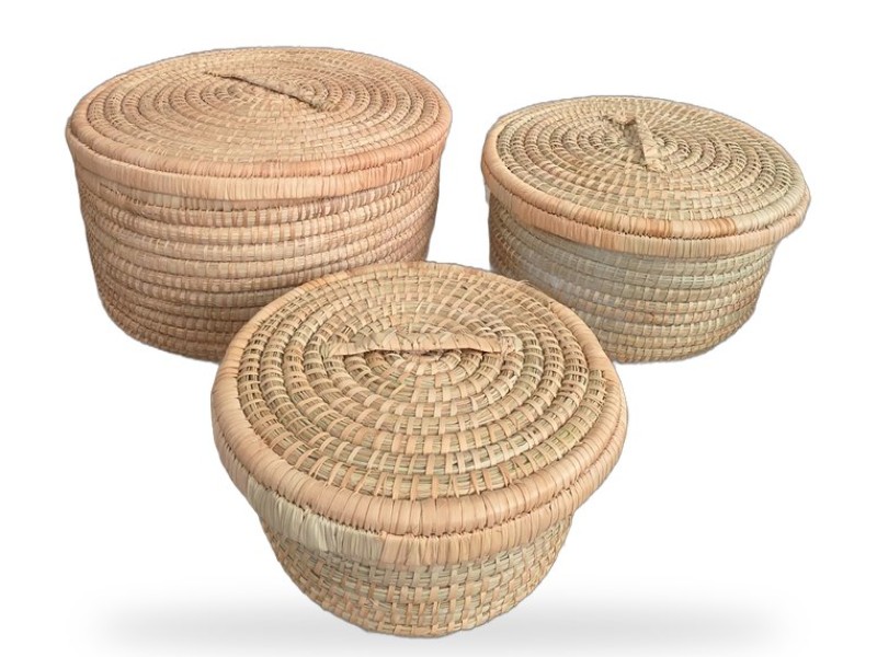 Malawi Coil Lidded Storage Basket - Set of 3
