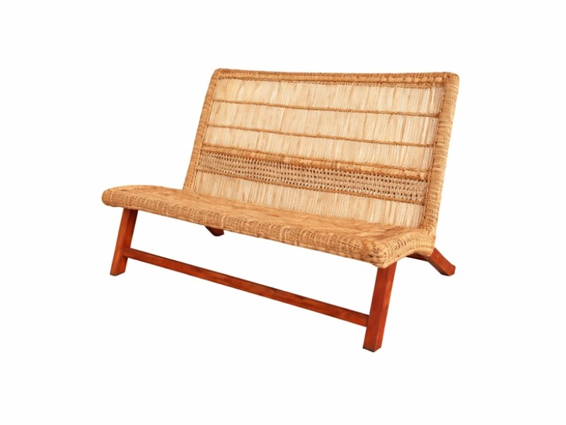 Malawi Handwoven Cane Lounger Bench-2