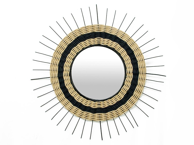 Small Sun Mirror - Natural and Black 