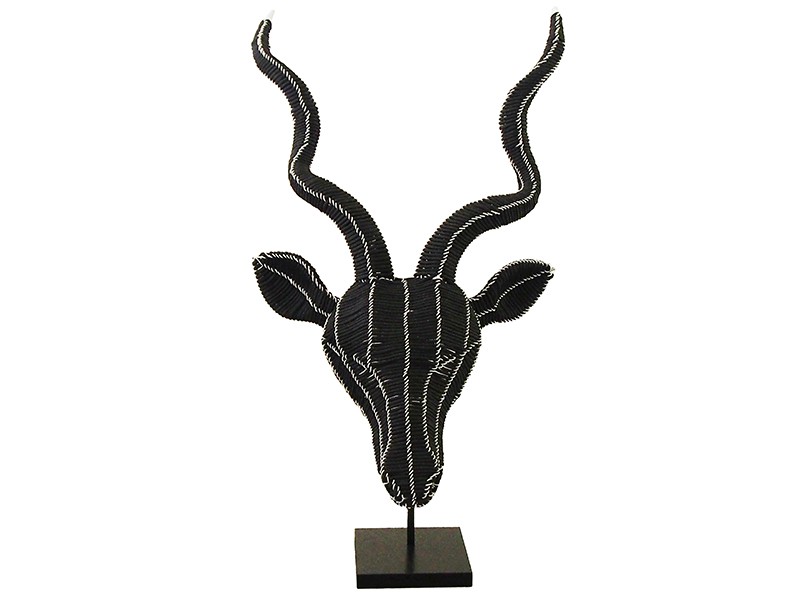 Rope Kudu Wall Hanging Black and White