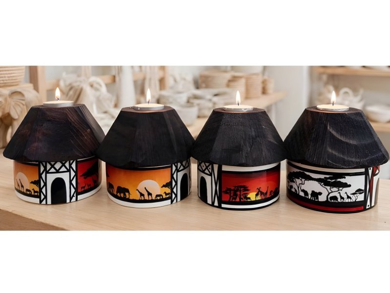 African Hut Tea Light Holder