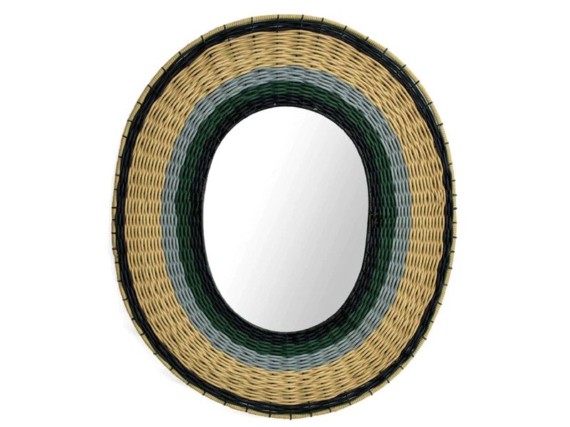 Large Round Mirror - Black, Military, grey and Beige