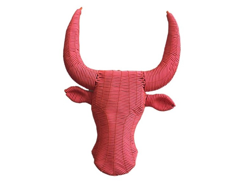 Large Rope Bull Head Wall Hanging &ndash; Bright Pink