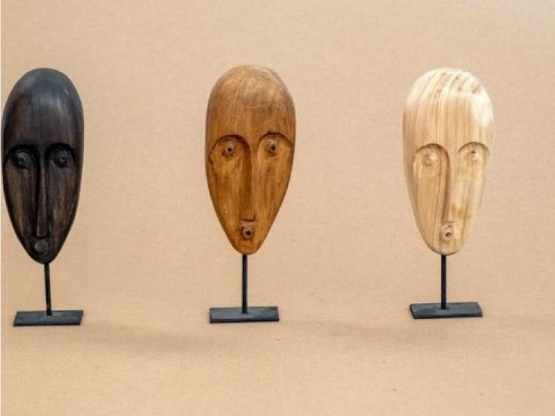 African Mask Stand - Square