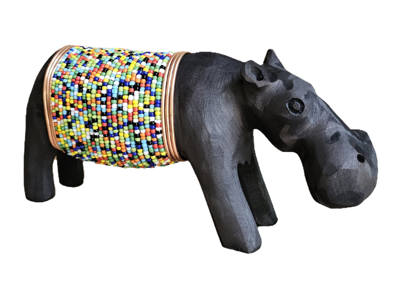 Small Black Hippo with mixed beads