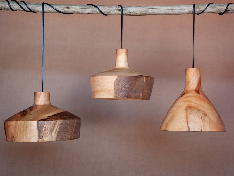 Assorted wood light fittings Assorted wood light fittings
