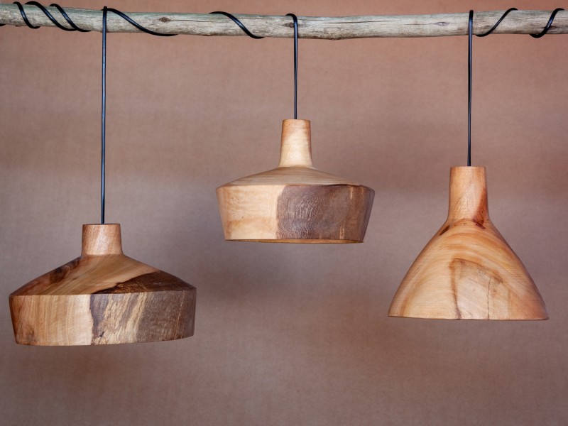 Assorted wood light fittings Assorted wood light fittings