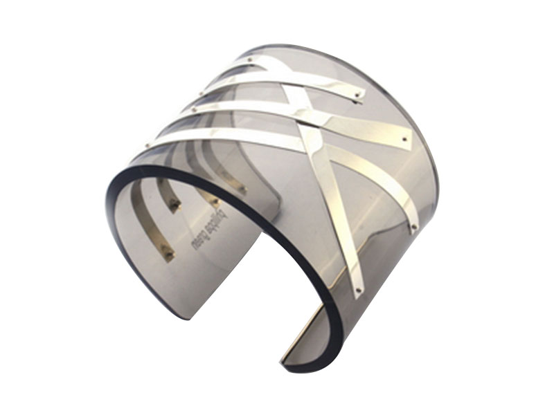 Perspex Cuff With Long Silver Strip