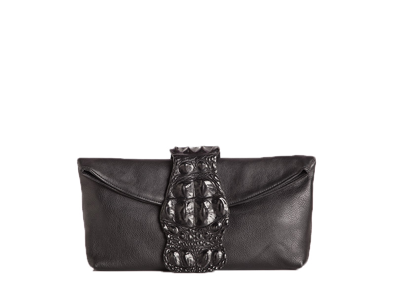 Sandra Clutch - Soft Leather With Crocodile Flap