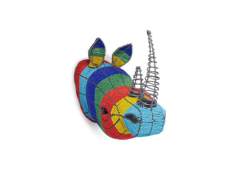 Colourful Beaded Rhino Wall Hanging