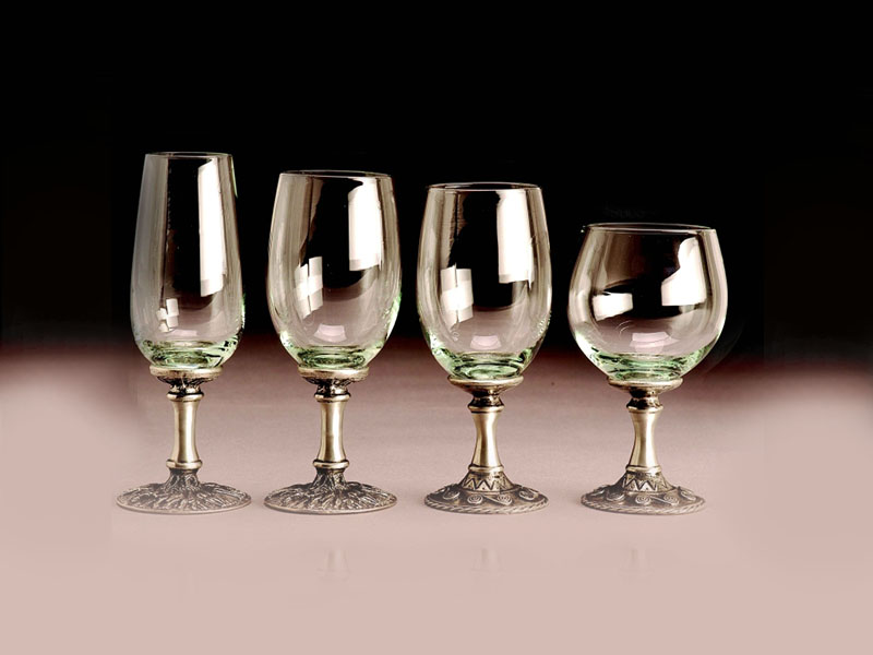 Pewter Base Wine Glass