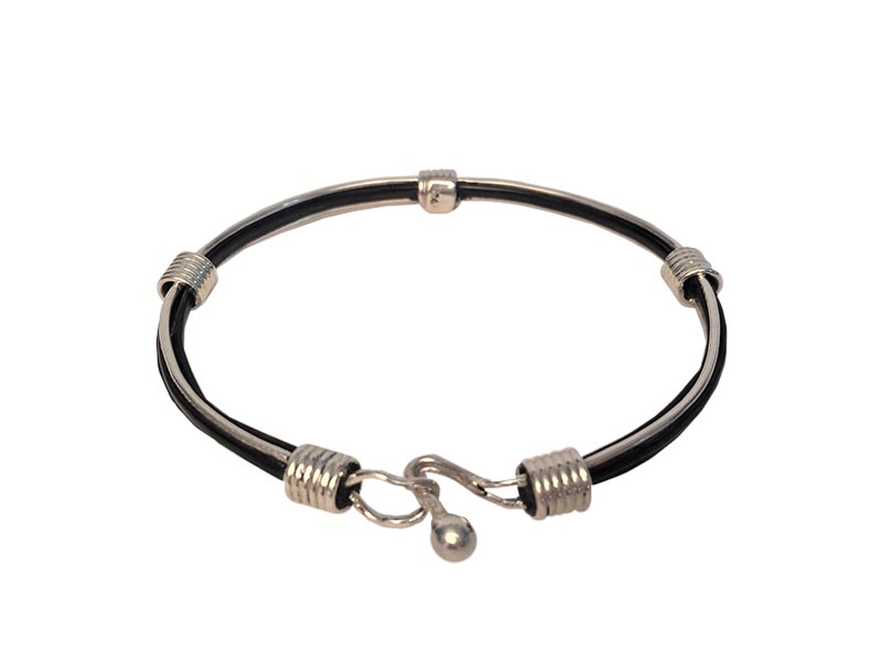 African Creative :: Unisex Silver Medium Spring And Elephant Hair Bangle African Creative :: Unisex Silver Medium Spring And Elephant Hair Bangle