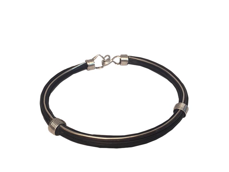 African Creative :: Unisex Silver And Elephant Hair Bangle African Creative :: Unisex Silver And Elephant Hair Bangle